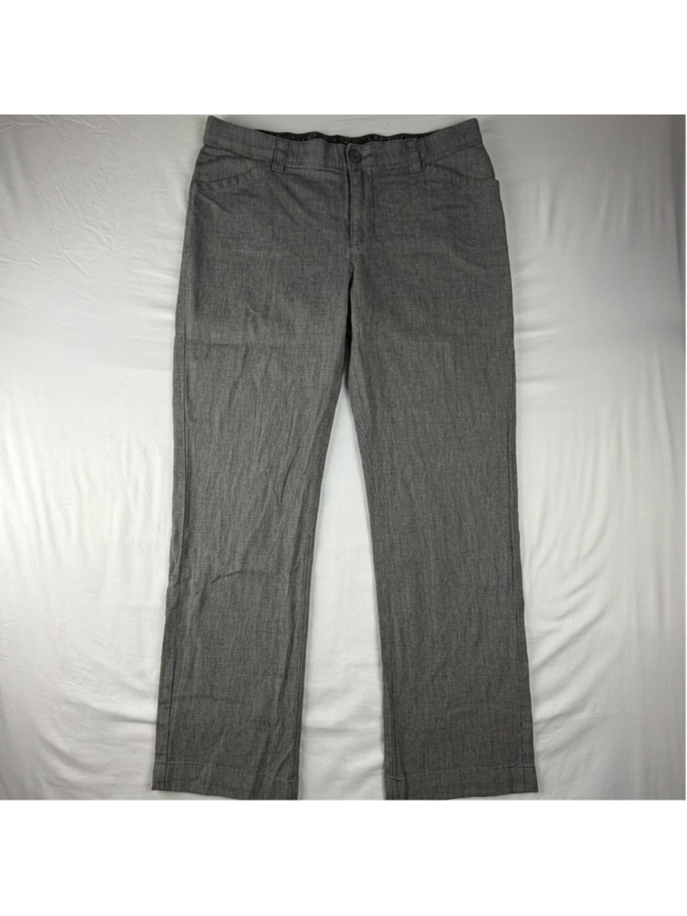 Lee Comfort Waistband Trouser Pants 12 Med Gray Micro Check Stretch Houndstooth